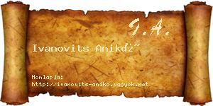 Ivanovits Anikó névjegykártya